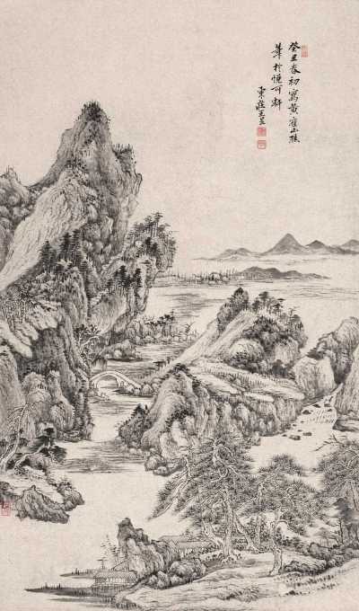 王昱 1793年作 松壑山居图 立轴
